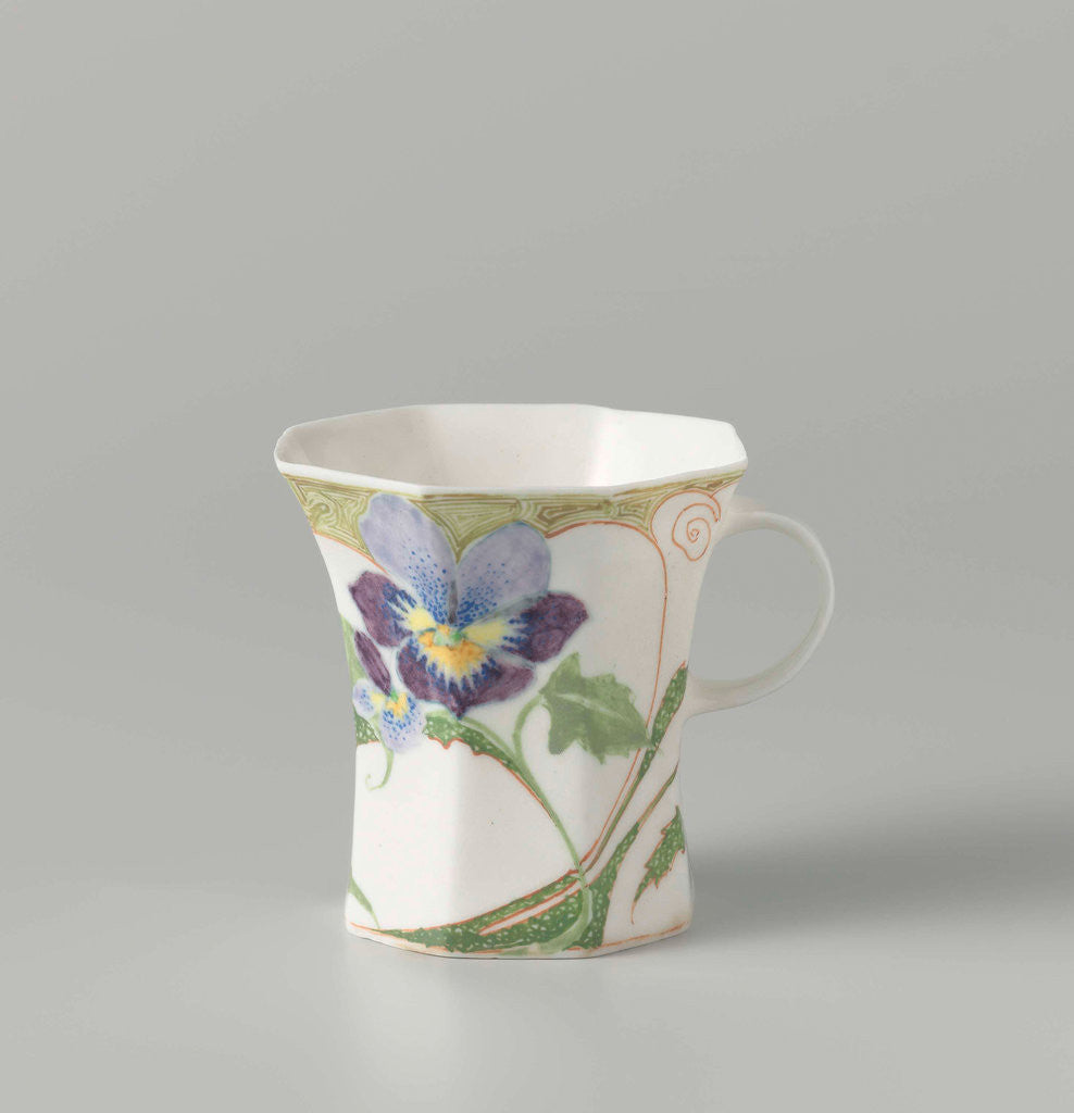 Detail of Cup, part of a set, painted with violins by C.W.J. 't Hart