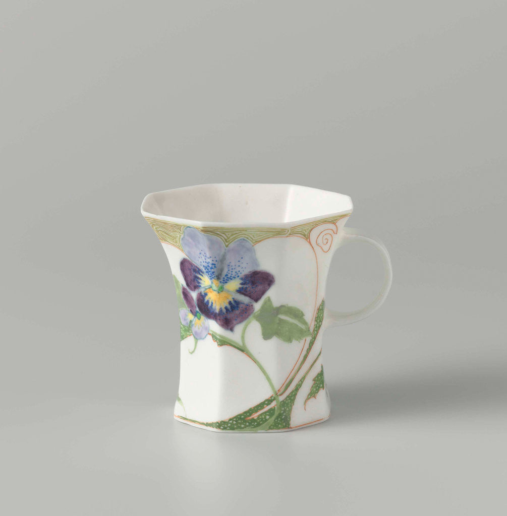 Detail of Cup, part of a set, painted with violins by C.W.J. 't Hart