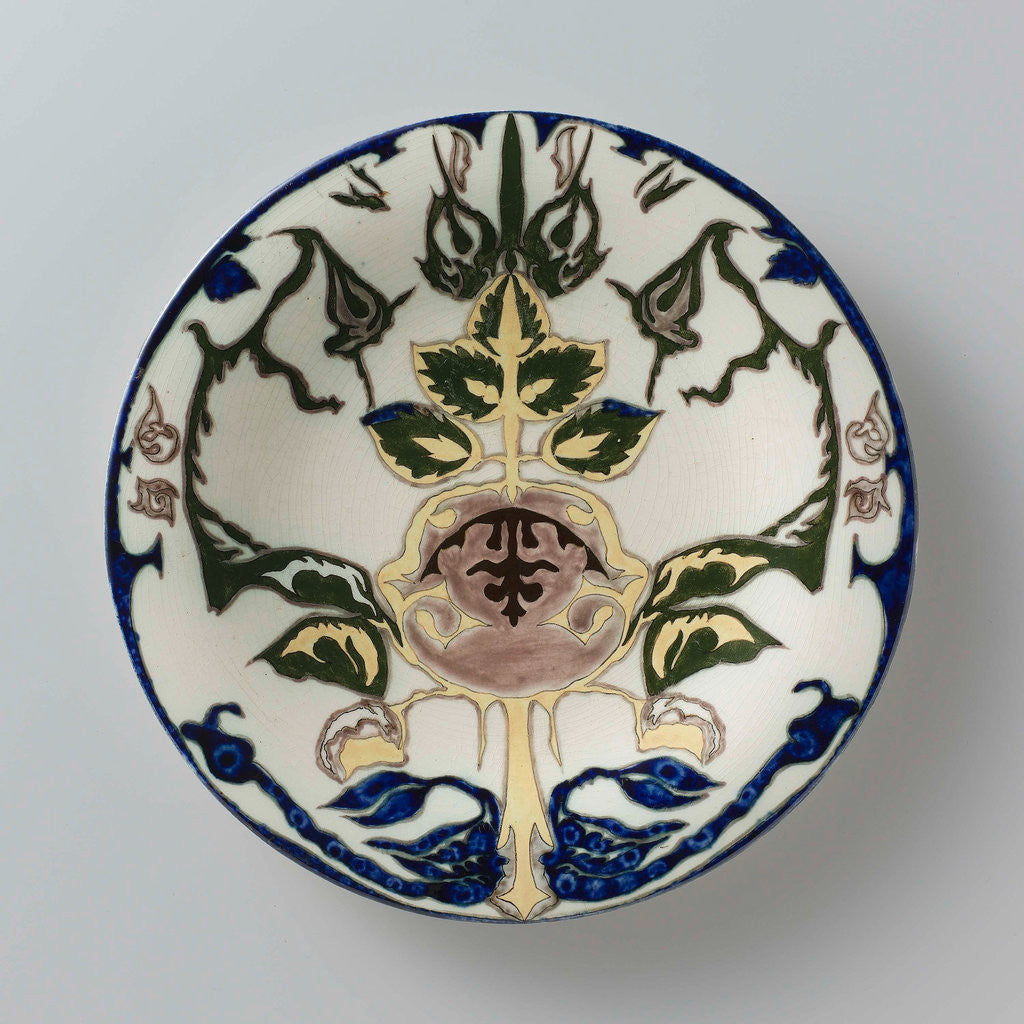 Detail of Plate painted with standing vegetative motif by Wilhelmus Petrus Hartgring