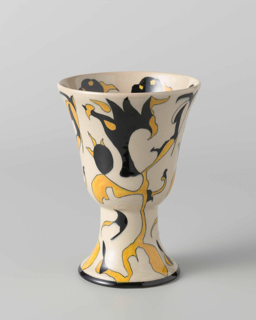 Detail of Vase, cup-shaped, with decor in black and yellow by Albert Peters