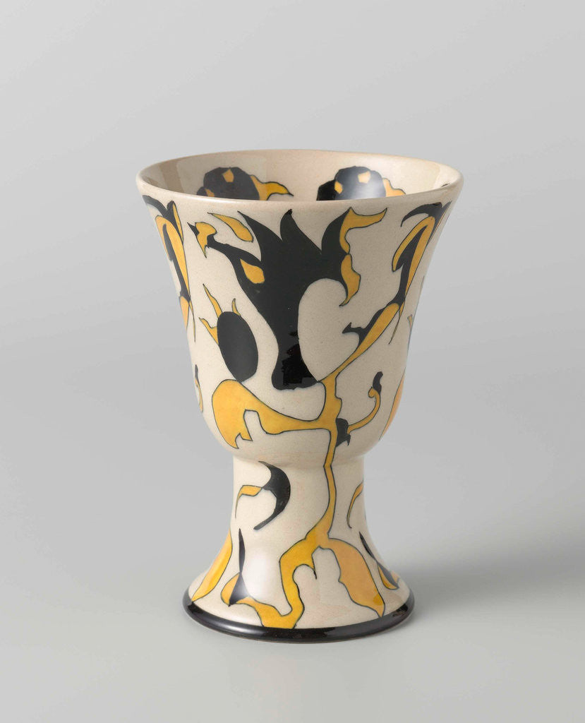 Detail of Vase, cup-shaped, with decor in black and yellow by Albert Peters