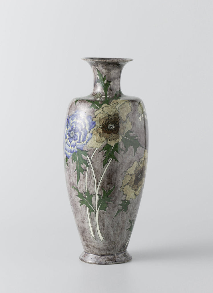 Detail of Vase with painting of flowers, Firma Wed. N.S.A. Brantjes en Co. by Philippus Lagrand