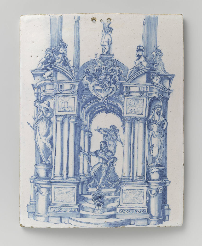 Detail of Plate with front view grave William of Orange in Delft by Anonymous