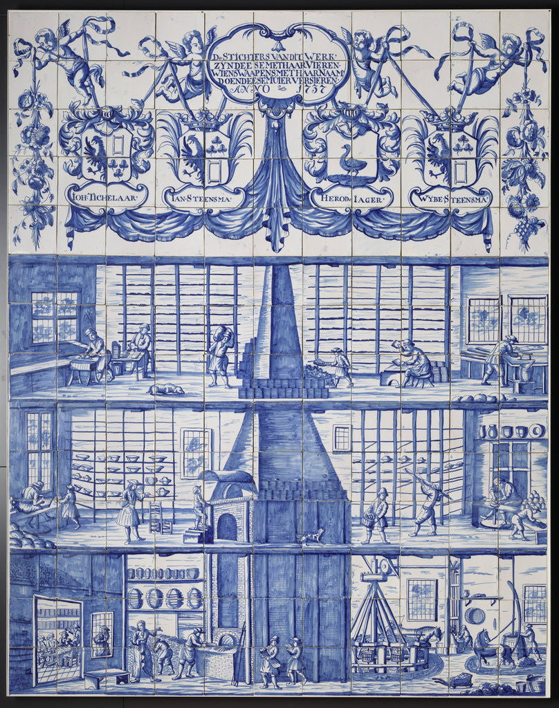Detail of Tile panel with the tile and pottery factory in Bolsward by Anonymous