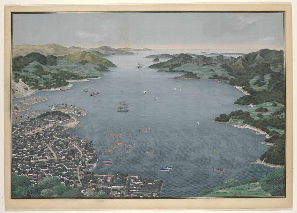 Detail of Nagasaki Harbour, Japan by Kawahara Keiga
