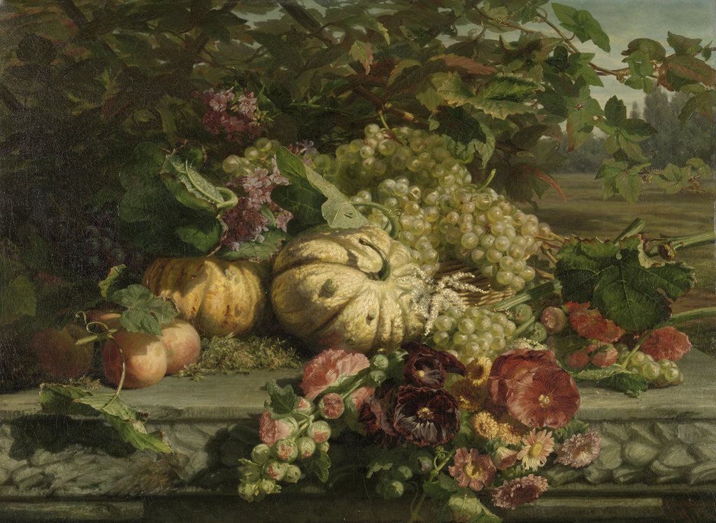 Detail of Still Life with Flowers and Fruit by Gerardina Jacoba van de Sande Bakhuyzen