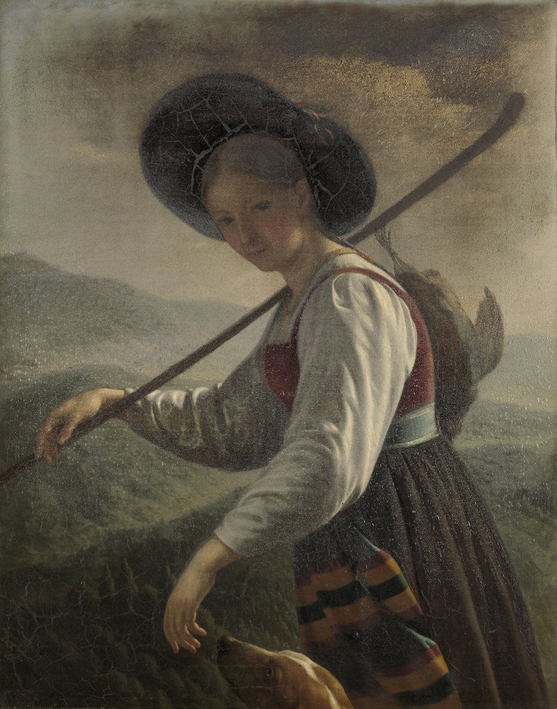 Detail of A Swiss Peasant Woman with her Dog by Cornelis Cels