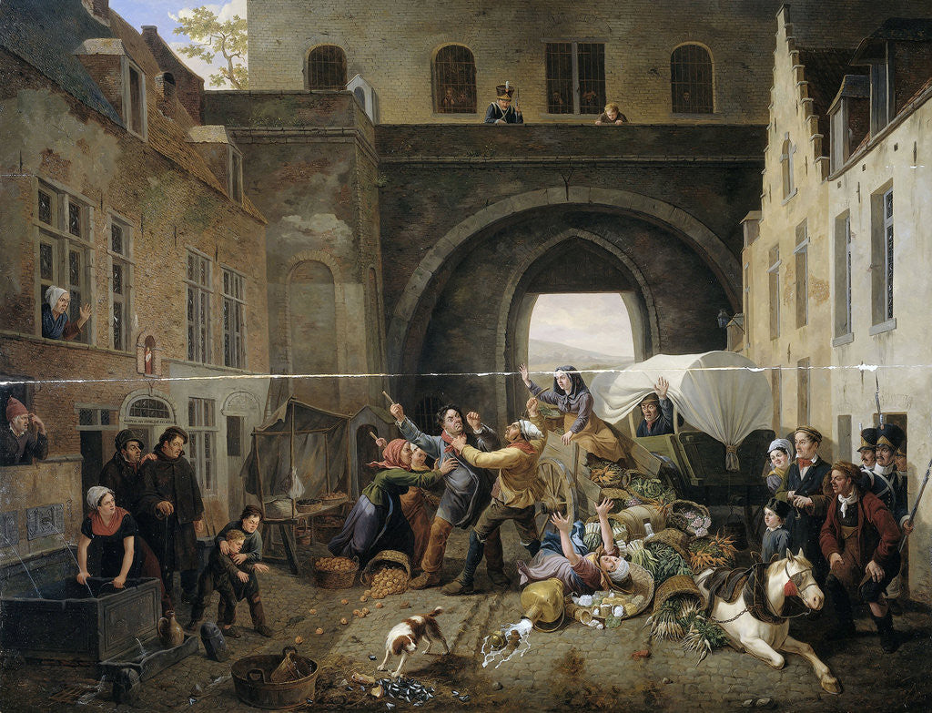 Detail of A Collision at the Halpoort in Brussels (Alcohol Smuggling), Belgium by Constantinus Fidelio Coene