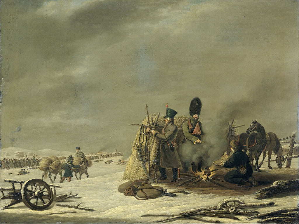 Detail of Bivouac at Molodetschno during the Night of the 3rd to 4th of December 1812, episode from Napoleon's Retreat from Russia by Johannes Hari I