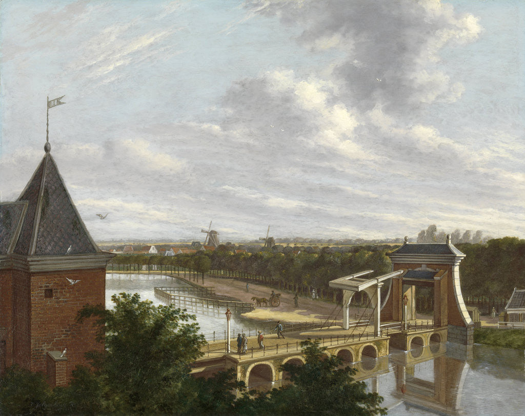 Detail of The Amsterdam Outer Canal near the Leidsepoort Seen from the Theatre, The Netherlands by Johannes Jelgerhuis