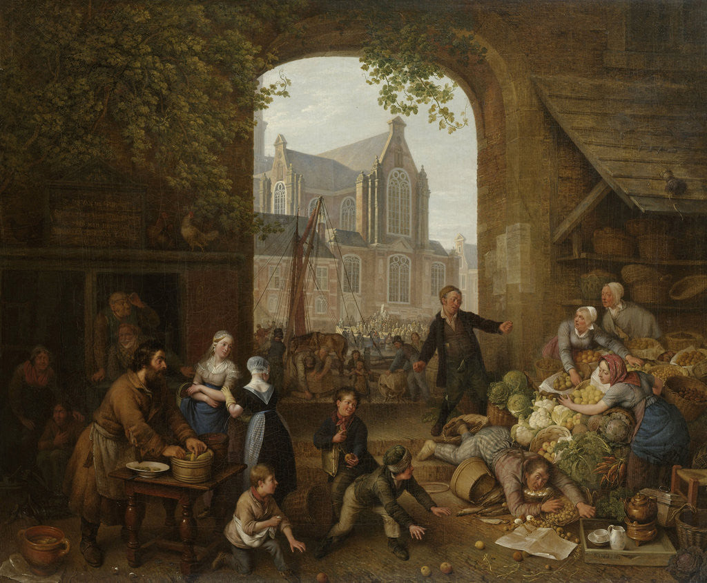 Detail of Two drunks on the market near the Westerkerk, Amsterdam by Peter Paul Joseph Noël