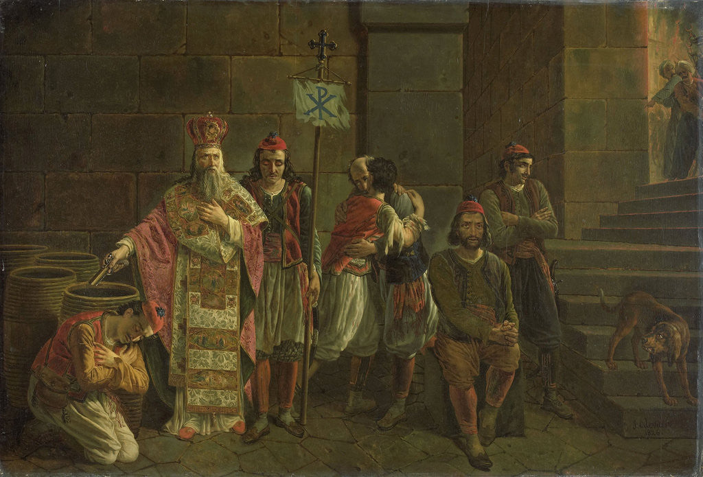 Detail of The Last Defenders of Mesolóngion, 22 April 1826, episode from the Greek War of Independence by Joseph Denis Odevaere
