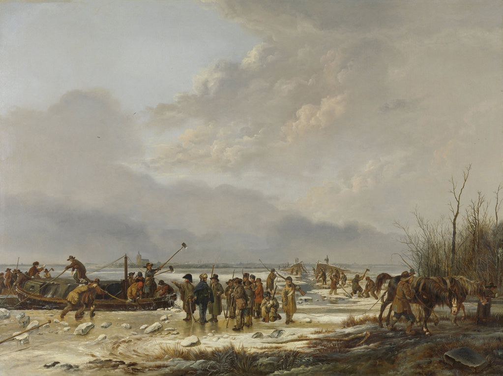 Detail of Breaking of the Ice on the Karnemelksloot near Naarden, January 1814, The Netherlands by Pieter Gerardus van Os