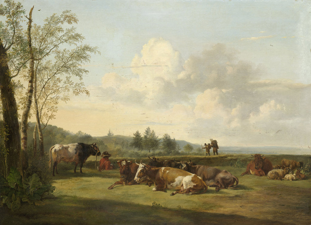 Detail of Landscape with Cattle by Pieter Gerardus van Os