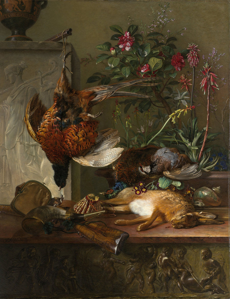 Detail of Still Life with Game and a Greek Stele: Allegory of Autumn by Georgius Jacobus Johannes van Os