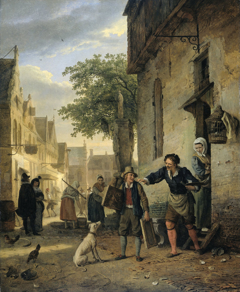 Detail of Jan Steen Sends his Son to the Streets to Exchange Paintings for Beer and Wine by Ignatius Josephus Van Regemorter
