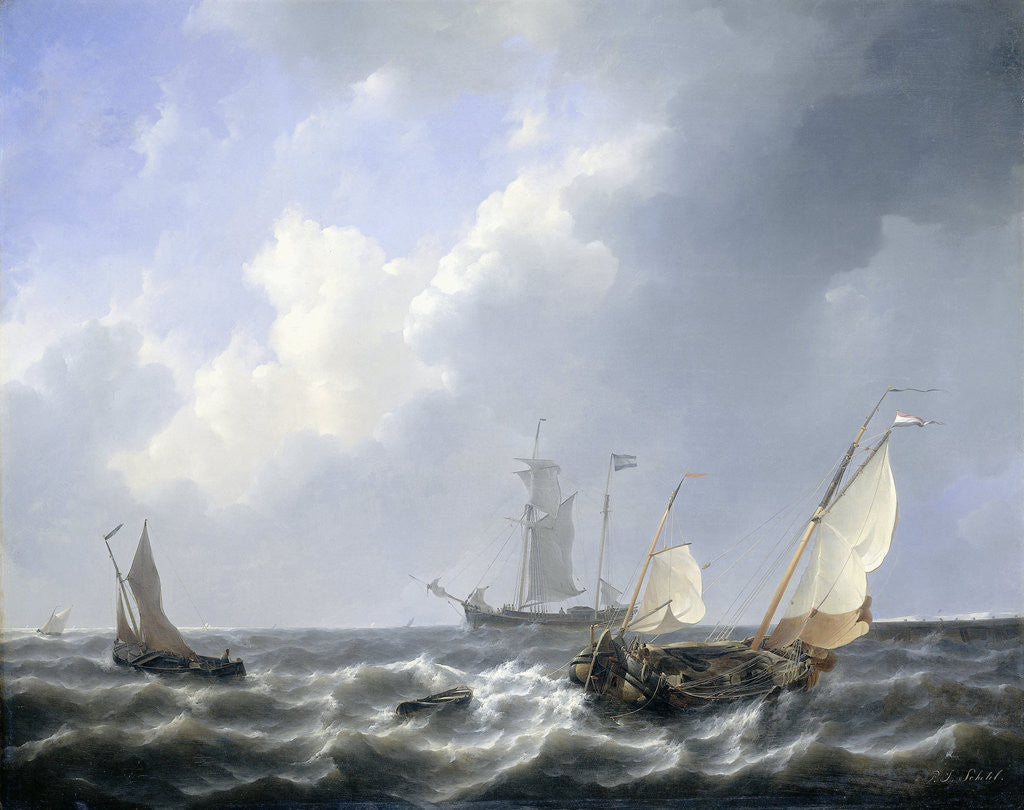 Detail of Seascape from the Zeeland Waters, near the Island of Schouwen, The Netherlands by Petrus Johannes Schotel