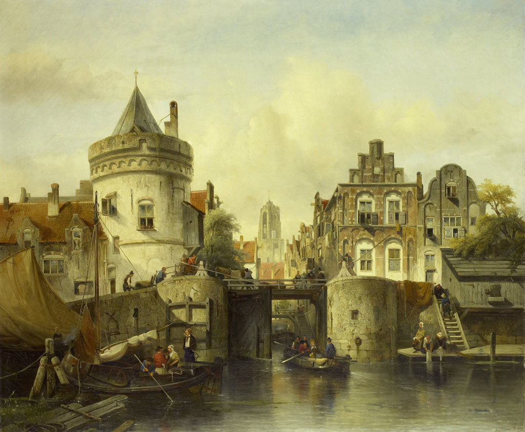 Detail of Imaginary View based on the Kolksluis, Amsterdam, The Netherlands by Samuel Verveer
