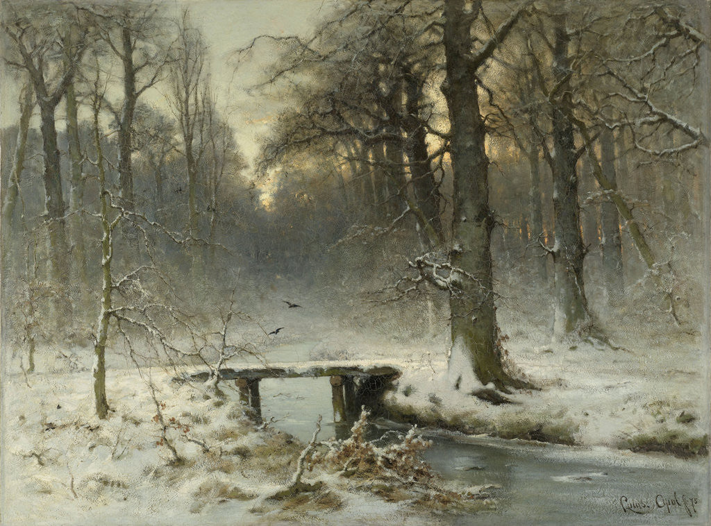 Detail of A January evening in the Haagse bos, The Netherlands by Louis Apol