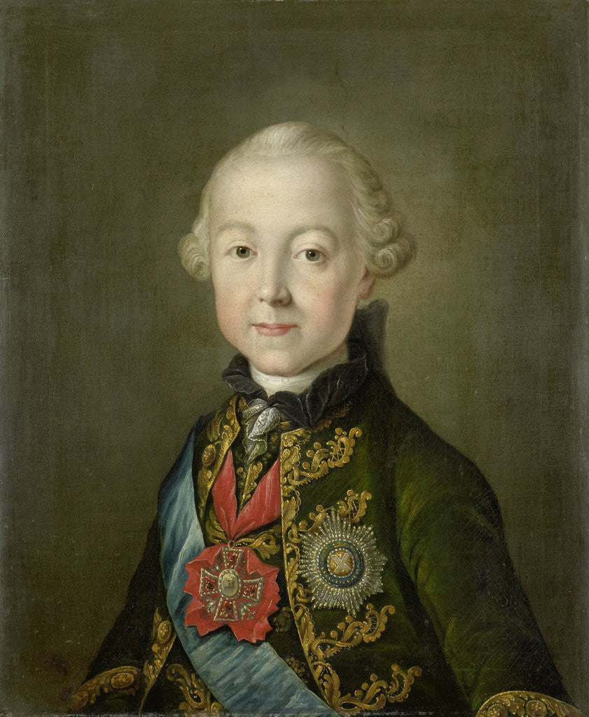 Detail of Portrait of Paul I, Emperor of Russia, at a young age by Anonymous