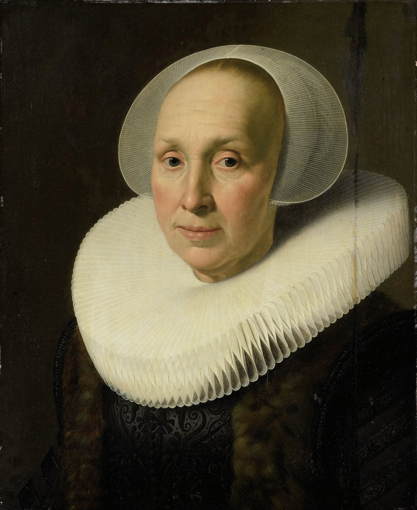 Detail of Portrait of Margriet Benningh, second Wife of Pieter Dircksz Hasselaer by Nicolaes Eliasz. Pickenoy