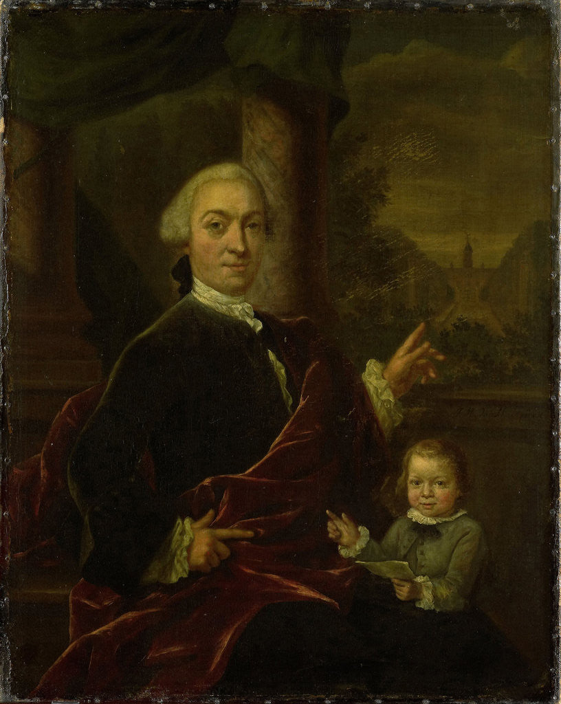 Detail of Family Portrait of Jan van de Poll, Banker and Burgomaster of Amsterdam with his young Son Harman by Jan Maurits Quinkhard