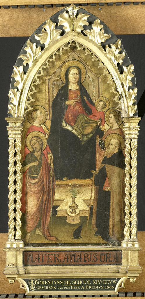 Detail of Virgin and Child Enthroned with Four Saints, Saints John the Baptist, Antony Abbot, Elizabeth of Hungary, a female saint by Anonymous