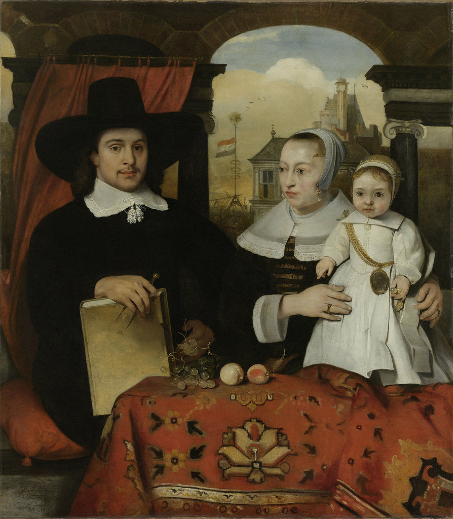 Detail of Family Portrait of Willem van der Helm, Architect of the Town of Leiden, and his Wife Belytgen Cornelisdr van de Schelt and their young Son Leendert by Barent Fabritius