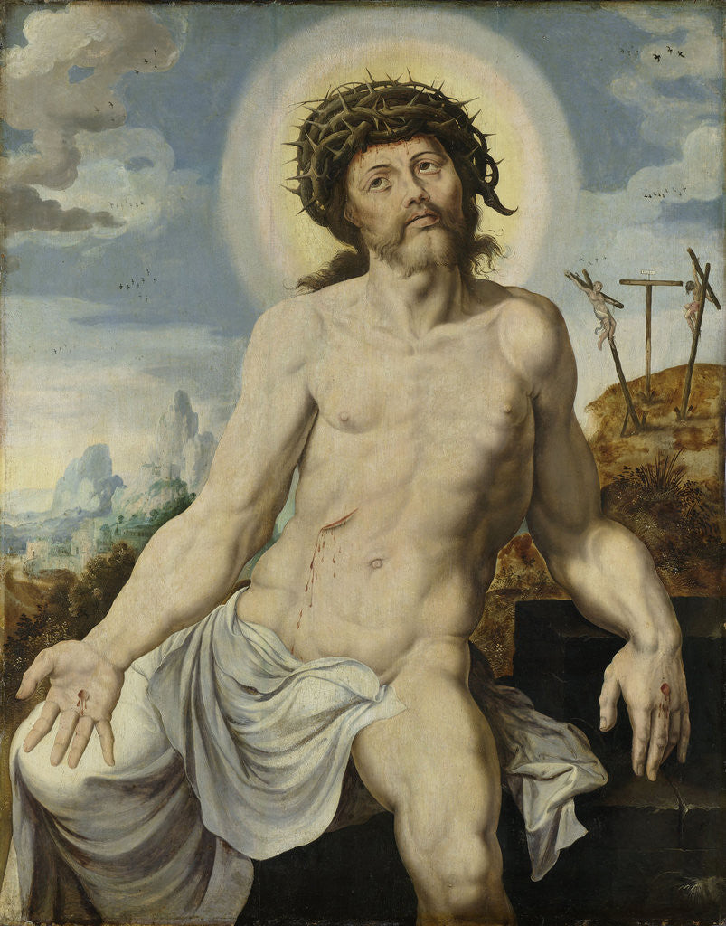 Detail of Christ as Man of Sorrows by Workshop of Maarten van Heemskerck
