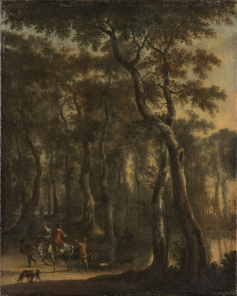 Detail of View of a Forest with Hunters by Jan Hackaert