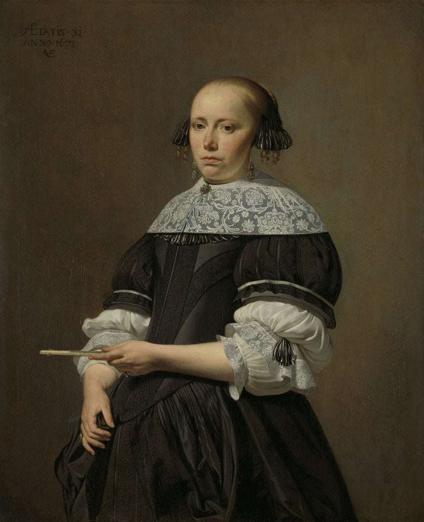 Detail of Portrait of Elisabeth van Kessel, Wife of Willem Jacobsz Baert by Caesar Boëtius van Everdingen