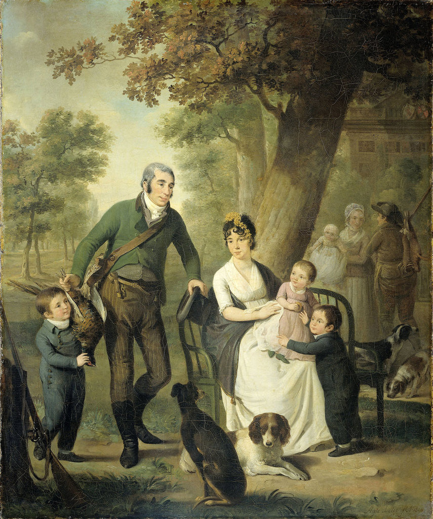 Detail of Family Portrait of Jonkheer Gysbert Carel Rutger Reinier van Brienen van Ramerus, his Wife and Children at his Estate of Crailo by Adriaan de Lelie