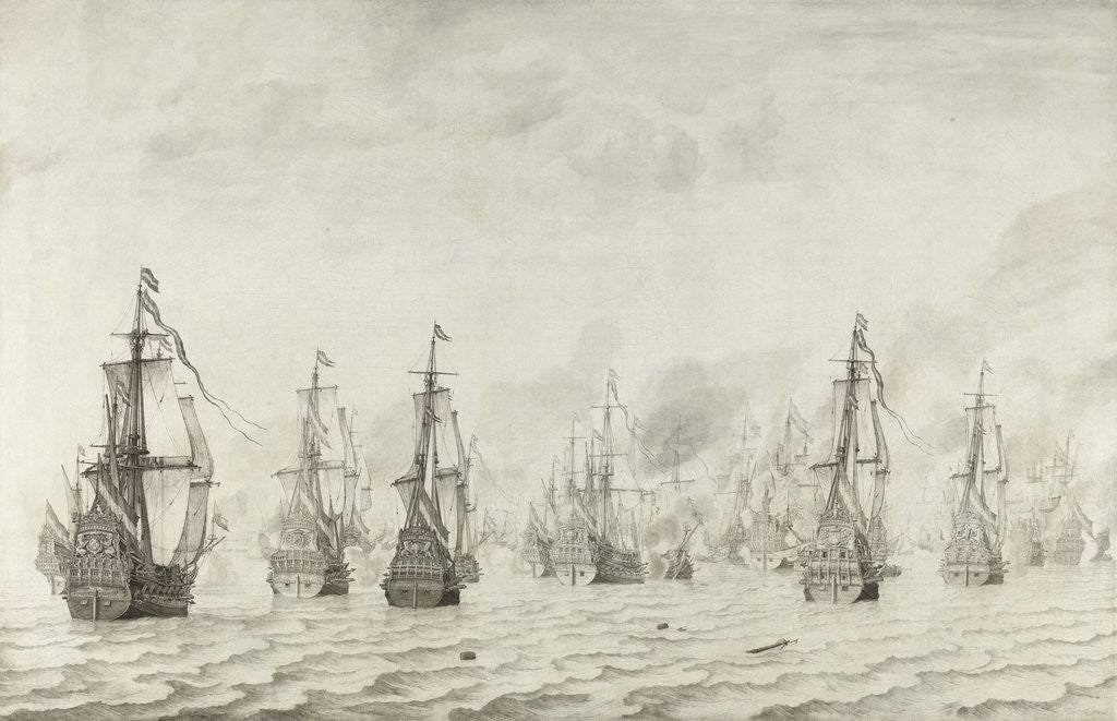 Detail of The Battle of Dunkirk, France by Willem van de Velde I