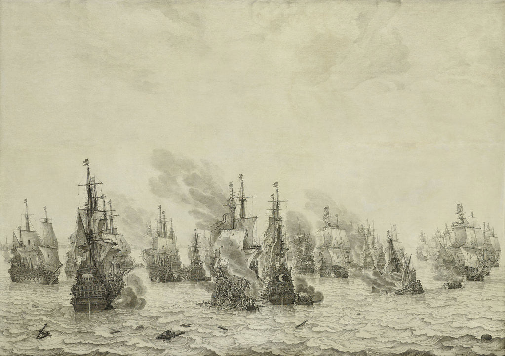 Detail of The Battle of Livorno (Leghorn) by Willem van de Velde I