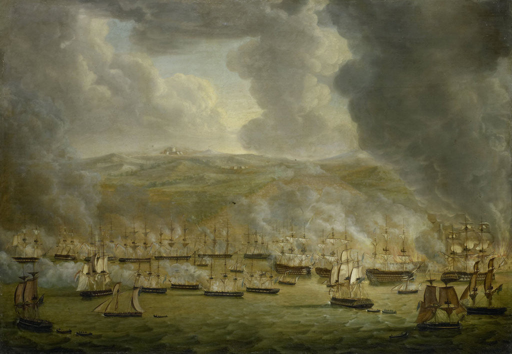 Detail of Bombardment of Algiers by the United Anglo-Dutch Naval Squadron, 1816 by Gerardus Laurentius Keultjes