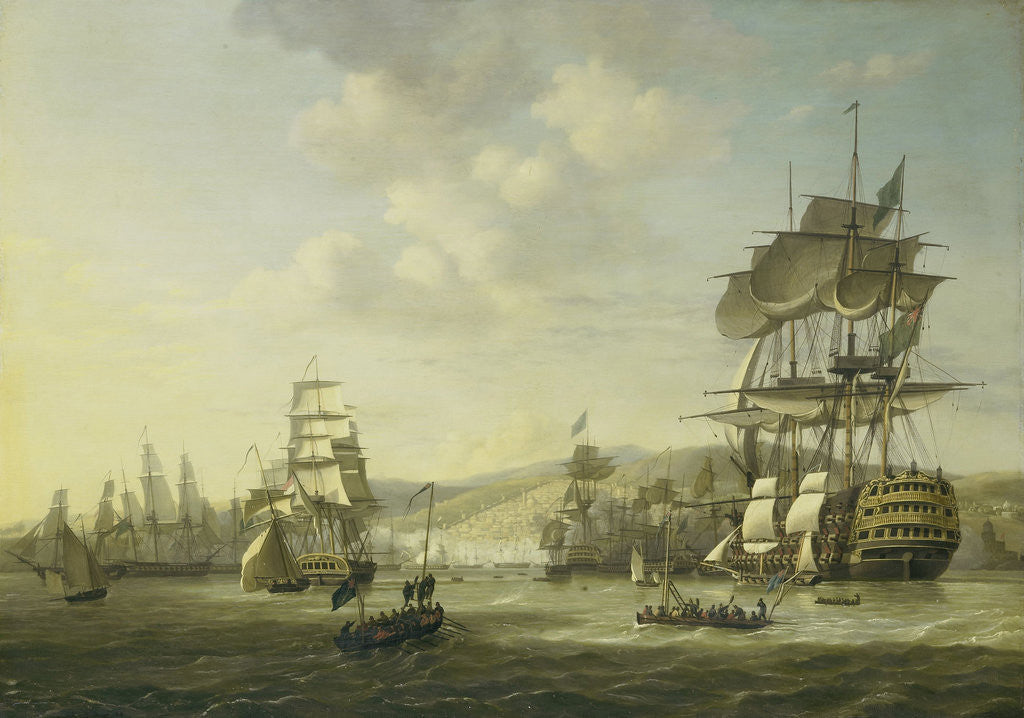 Detail of The Anglo-Dutch Fleet in the Bay of Algiers in Support of the Ultimatum for the Release of the White Slaves, 26 August 1816 by Nicolaas Baur