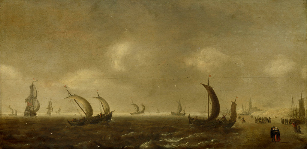 Detail of Seascape on the Beach of Scheveningen, The Netherlands by Willem van Diest