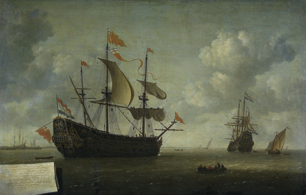 Detail of The Taking of the English Flagship The Royal Charles during the Expedition to Chatham, June 1667 (Raid on the Medway Kent UK) by Jeronymus van Diest II