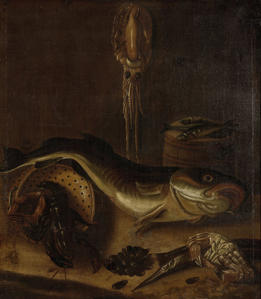 Detail of Still Life with Fish by A. van Doeff