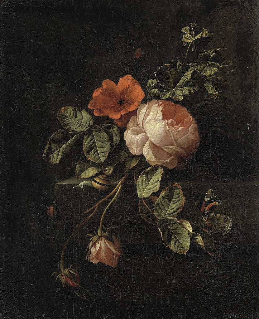 Detail of Still Life with Roses by Elias van den Broeck