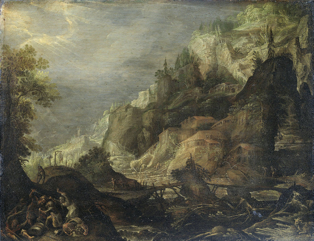 Detail of Mountainous Landscape by Frederik van Valckenborch