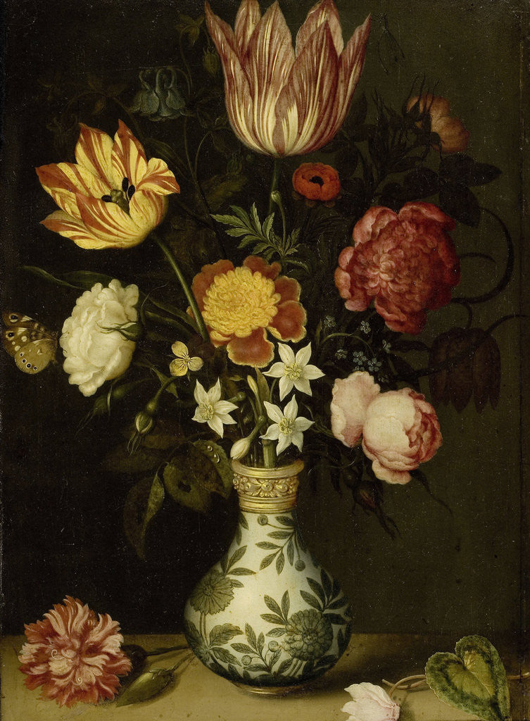 Detail of Still Life with Flowers in a Wan-Li Vase by Ambrosius Bosschaert