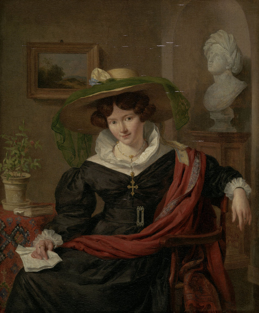 Detail of Portrait of Carolina Frederica Kerst, Wife of Louis Royer by Charles van Beveren