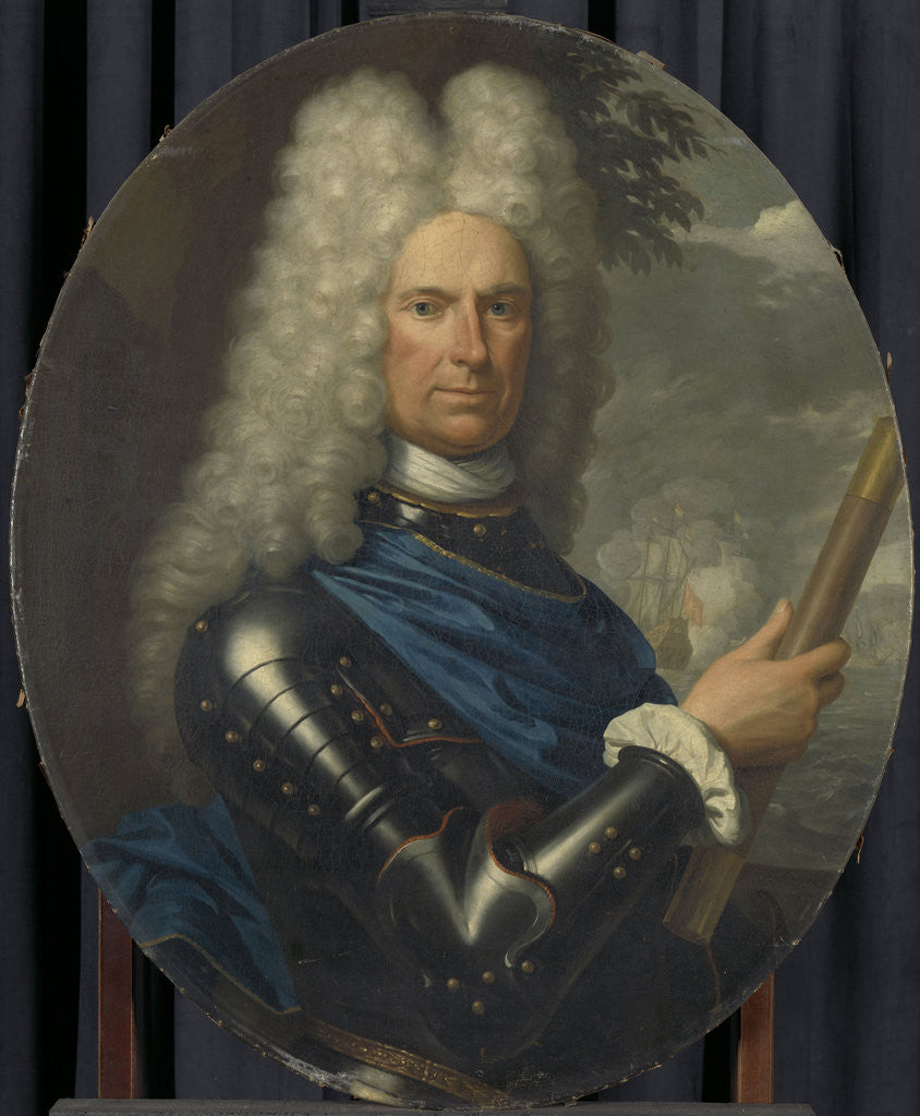 Detail of Portrait of Rear-Admiral Arent van Buren by Christoffel Lubienitzki