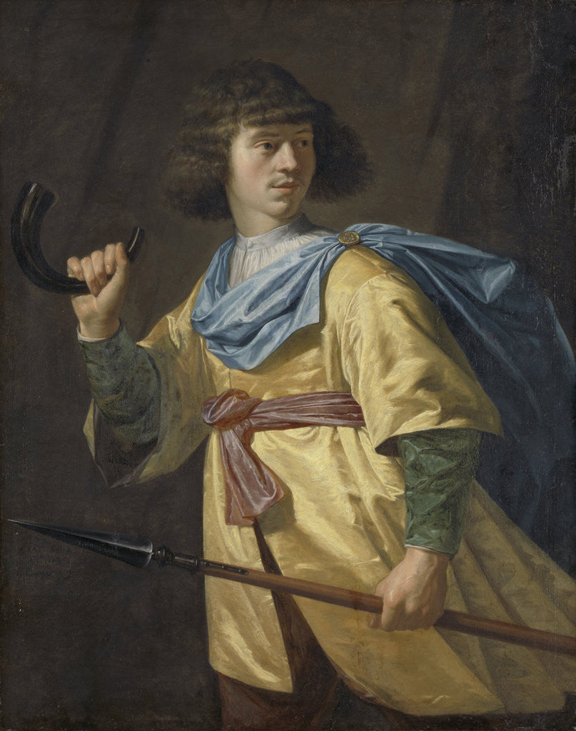 Detail of Portrait of a young Man with Spear and Hunting Horn by Peter Danckerts de Rij