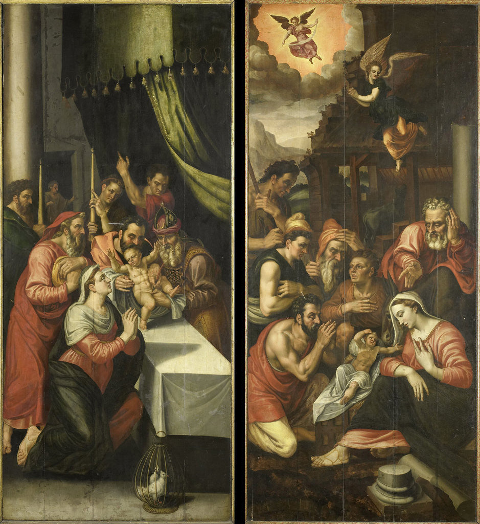 Detail of Two Altarpiece Wings with the Circumcision and Adoration of the Shepherds by Anonymous