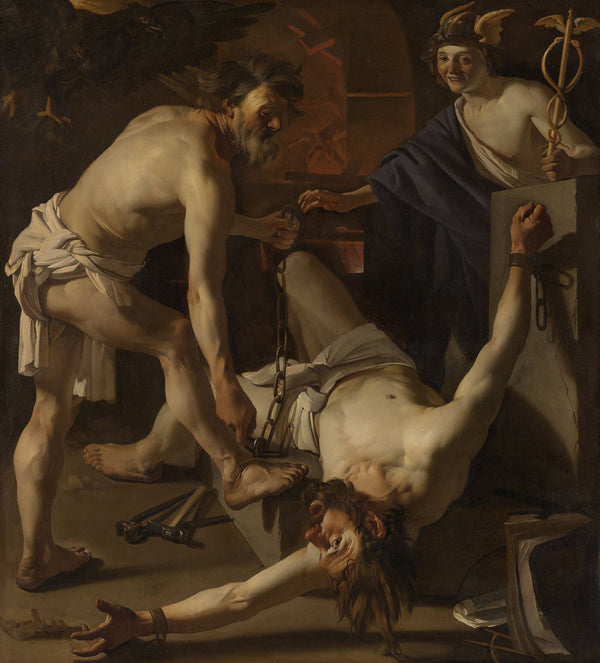 Prometheus Being Chained by Vulcan posters & prints by Dirck van Baburen