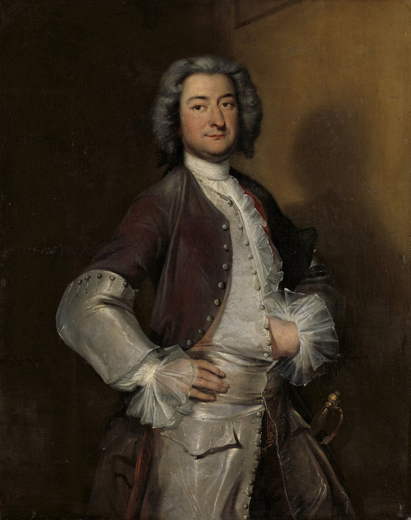 Detail of Portrait of Isaac Sweers, Chief Officer of Amsterdam and Governor of the Dutch East India Company by Cornelis Troost