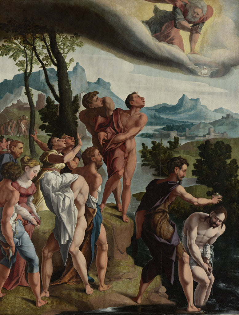 Detail of The baptism of Christ by Workshop of Jan van Scorel
