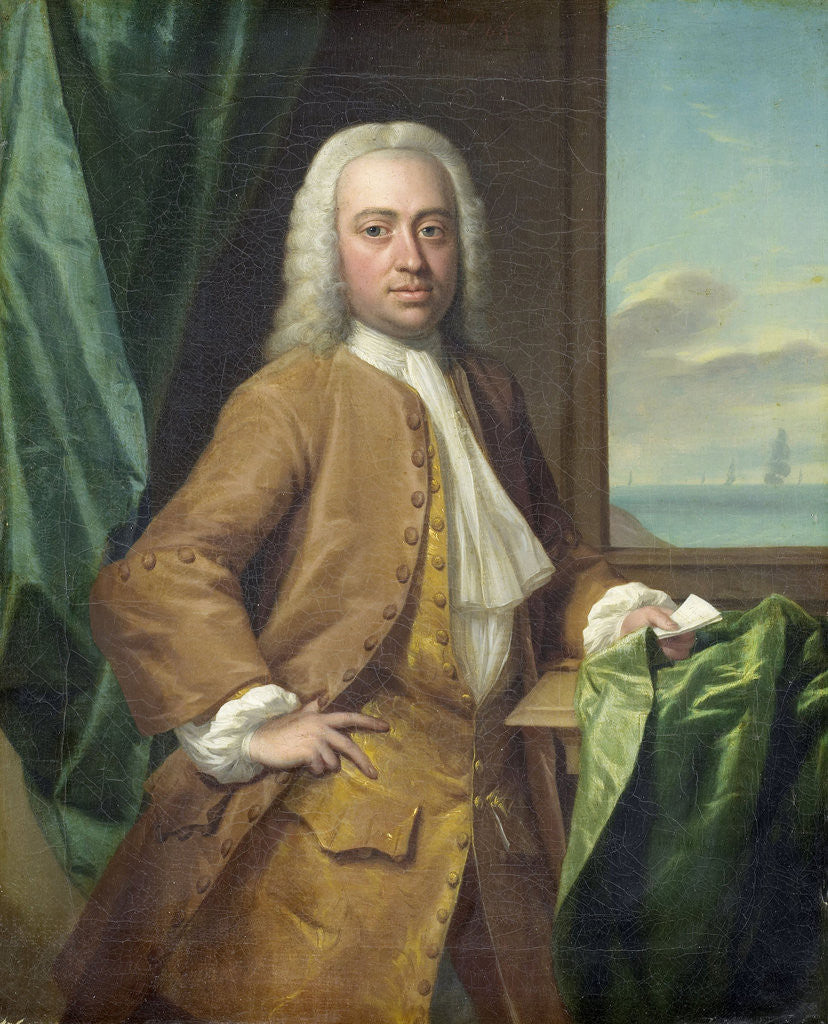 Detail of Portrait of Isaac Parker, Merchant from Middelburg by Philip van Dijk